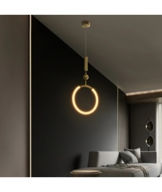 kelvo® GLOW KLV-101-0175 Κρεμαστό Φωτιστικό Οροφής LED 18W 1800lm 360° AC 220-240V IP20 Ρυθμιζόμενο Λευκό CCT με On-Off 2700K-4500K-6000K - Lumileds SMD Chip - Χρυσό Πλατίνα - Μ30 x Π6 x Υ60cm - 3 Χρόνια Εγγύηση